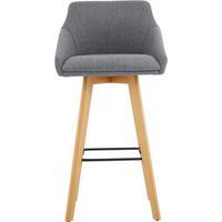 Modern High Stool - Grey Fabric & Wooden Legs - Meeting & Break Rooms