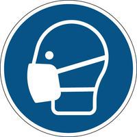 Round mandatory sign - Safety mask must be worn - Rigid