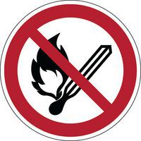 Round prohibition sign - No naked flames - Rigid