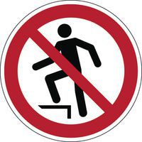 Round prohibition sign - No stepping on surface - Rigid
