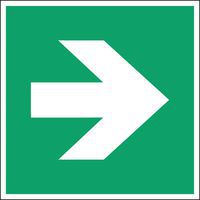 Square evacuation sign - Right directional arrow - Photoluminescent and rigid
