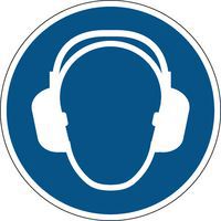Round mandatory sign - Ear protection must be worn - Rigid