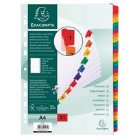 Exacompta numerical dividers - White card 160 g - A4