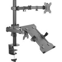 Dual stand articulated column for laptop and 13–32 screen