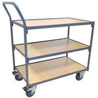 Wooden Shelf Trolley - 3 Shelves - 250kg Load - Heavy Duty - Manutan Expert