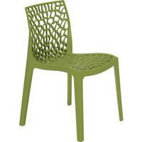 Bright Plastic Outdoor Cafe Chair - Stackable - Open Woven Back - Zest