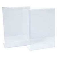 Tilted L-shaped transparent table display stand - Manutan Expert