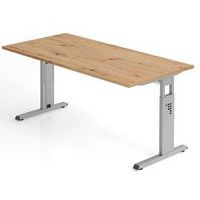Knotty oak desk 160 cm aluminium base - Minos range - Hammerbacher
