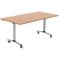 Mobile table with a folding rectangular top - Beech