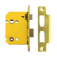 Altro Bathroom Lock - 63mm Case - 44mm Backset - PVD Brass