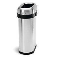 Brushed Steel Open Slim Bin - 50 L for Waste Management and Recycling