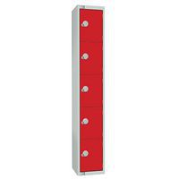 5-Door Metal Storage Lockers - Hasp/Cam Locks - Antibacterial - Elite