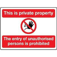 This Is Private Property Sign - Text & Symbol - Plastic/Adhesive Vinyl