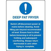 Deep Fat Fryer Sign - Kitchen Safety - Plastic/Self-Adhesive Vinyl