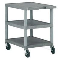 Plastic Shelf Trolleys - 150kg Capacity - 3 Flat Shelves - Storage