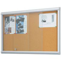Leader indoor enclosed bulletin board with sliding doors - Cork board - Security glass door