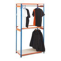 Rapid 2 Single Rod Garment Shelving with 2 levels - 1980h