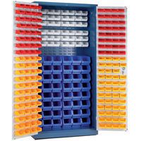 Metal Office Cupboard - x3 Louvre Panels & 255 Plastic Storage Bins