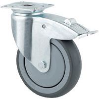 Swivel castor with bolt plate and brake - Load capacity 40 to 100 kg
