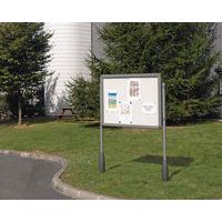 Antares outdoor bulletin board on uprights - Aluminium board - Plexiglas glass door