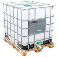 Approved single cubic 1000-l transport container + wooden pallet - Manutan Expert