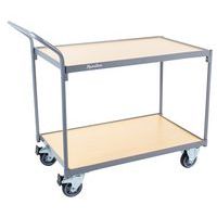 Wooden Shelf Trolley - 2 Shelves - 250kg Load - Heavy Duty - Manutan Expert