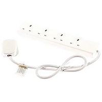 Short 0.75 Metre Extension Lead - 4 White Power Sockets - Indoor - 13A