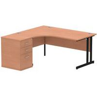 Left Corner Home/Office Desk With Pedestal - Cantilever Legs - Impulse