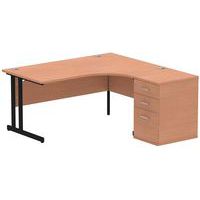 Right Corner Home/Office Desk & Pedestal - Cantilever Legs - Impulse