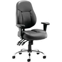 Leather Home/Office Task Chair With Arms - Mobile & Ergonomic - Storm