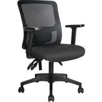 Black Mesh Mobile Home/Office Chair - Adjustable Arms - Mobile - Barri