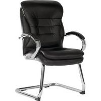 Black Leather Visitor/Office Chair - Ergonomic Cantilever Leg -Goliath