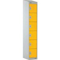 6 Door Metal Storage Locker - Hasp/Cam Locks - Sloped Top - Nestable