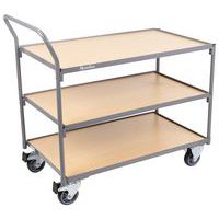 Wooden Shelf Trolley - 3 Shelves - 250kg Load - Heavy Duty - Manutan Expert