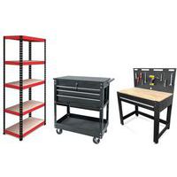 Garage Workstation Bundle - Workbench - 5 Shelves- Mobile Tool Trolley