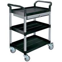 Polypropylene trolley with 3 shelves and 1 drawer, 250 kg - Stockman