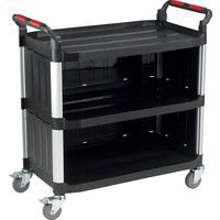 Industrial Plastic Tray Trolley - Three Enclosed Shelves