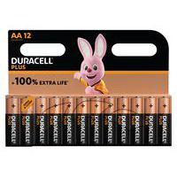 Plus 100% AA alkaline battery - 12 units - Duracell