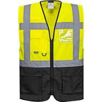 Yellow/Black Hi Vis Vest - Small To XXXL - 7 Pockets - Portwest Warsaw