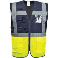 Yellow/Blue Hi Vis Vest - Small To XXXL - 7 Pockets - Portwest Warsaw