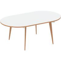 White Oval Boardroom Table - Wooden Edge - HxD 73x100 cm - Oslo