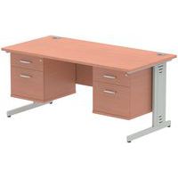 Home/Office Desk - Straight Edges - 2 Fixed Drawer Units - 73 cm High