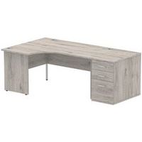 L-Shaped Left Corner Desk Bundle - Right Drawer Unit - 73 cm High