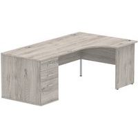 L-Shaped Right Corner Desk Bundle - With Left Drawer Unit - 73cm High