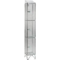 Sloping Top 3-Door Wire Mesh Storage Lockers - 1-3 Nest/Rows -AMP Wire
