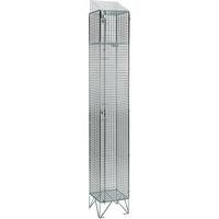 Sloping Top 1-Door Wire Mesh Storage Lockers - 1-3 Nest/Rows -AMP Wire