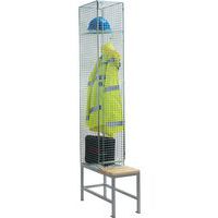 1-Door Wire Mesh Metal Storage Locker & Bench - 1-3 Nest/Rows-AMP Wire