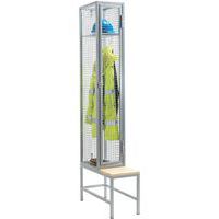 1-Door Wire Mesh Heavy Duty Lockers & Bench - 1-3 Nest/Rows - AMP wire