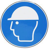 Mandatory sign - Wear safety helmet - Self-adhesive - Manutan Expert