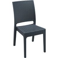 Dark Grey Rattan-Style Side Chair - Stackable - Indoor/Outdoor - Zap